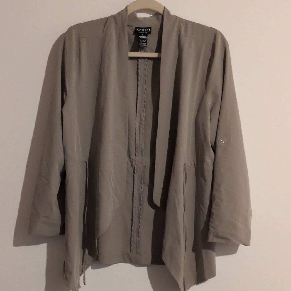 Soho Tan Blazer with Shawl Collar and Waterfall Design
